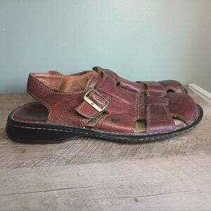 Born Men's Cabot  Leather Fisherman Sandals 12 Brown Closed Toe Buckle Outdoor